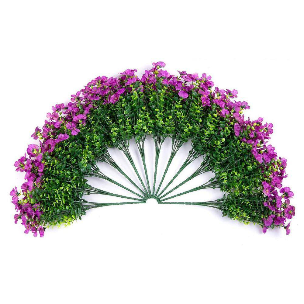 13.8 In. Bundles Purple Artificial Faux Flowers Silk Daisy with Eucalyptus