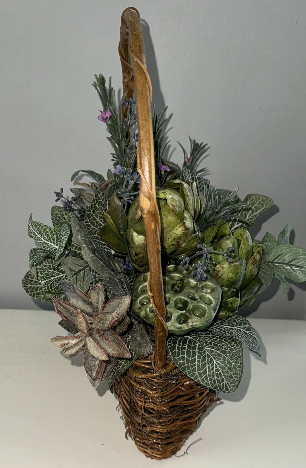 Hanging Basket Wreath Artificial Flower succulants Front Door Wall Decor