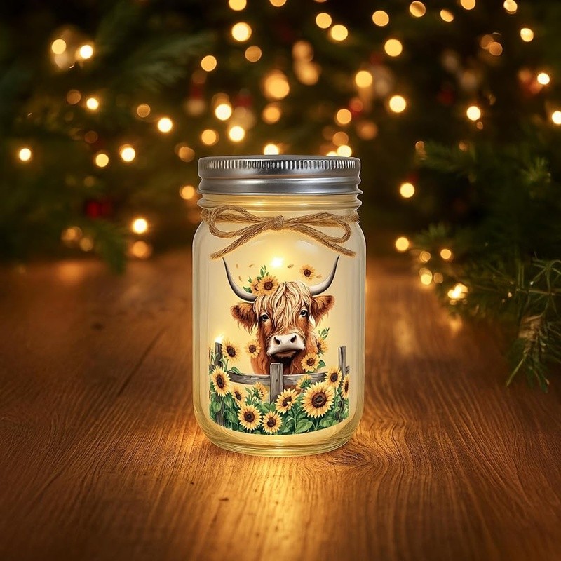 Highland Cow Sunflower Light 2in1 Dual Glow Decor Healing Gift Anxiety Relief US