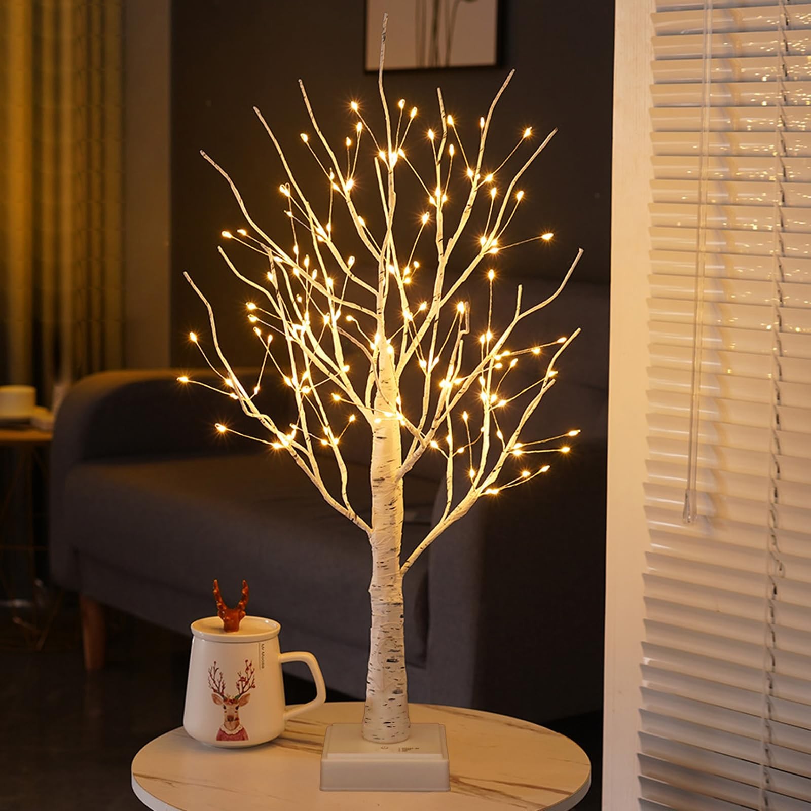 Árboles iluminados para decoración de interiores con temporizador, 144 LED 60 cm
