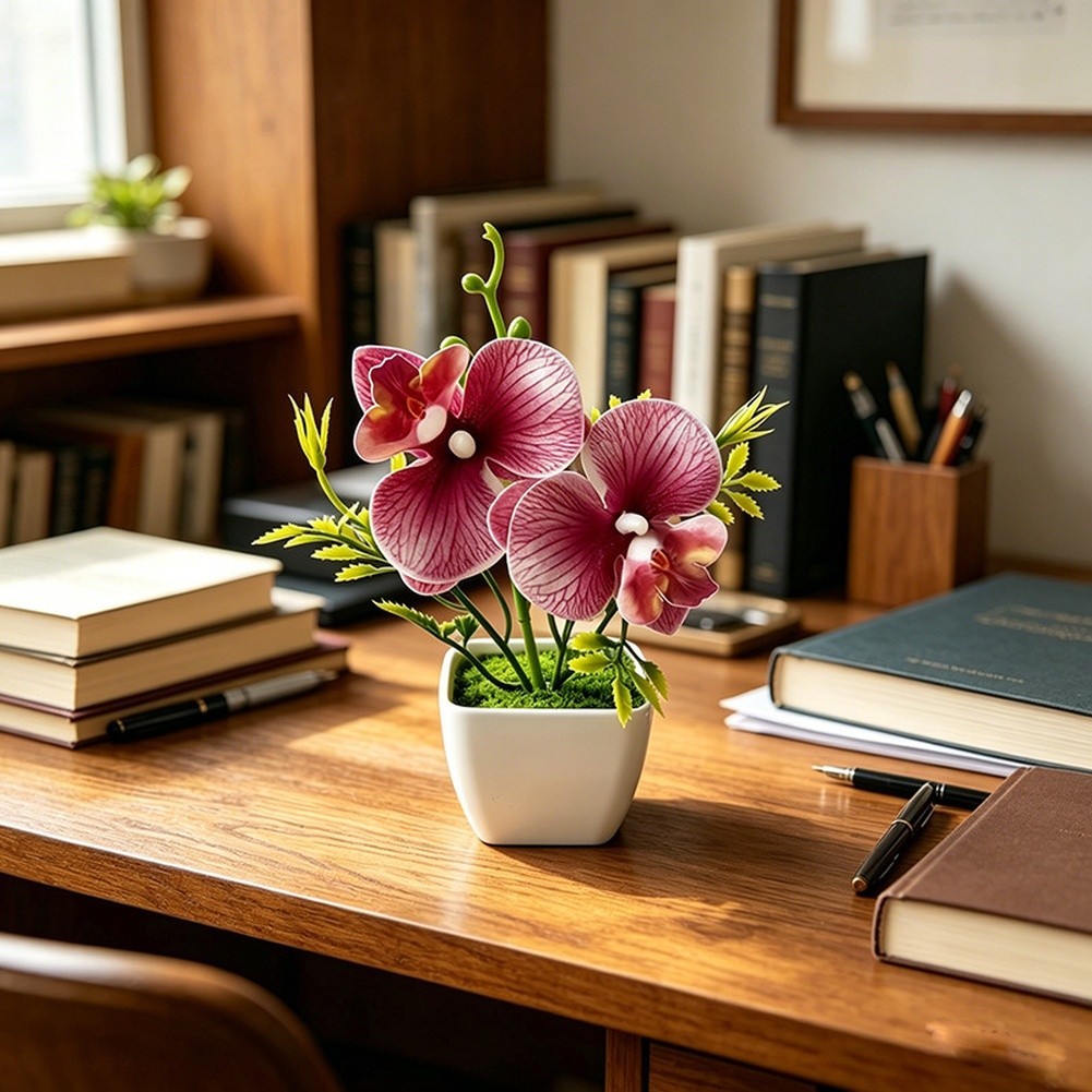 Artificial Orchid Plant with Lifelike Flowers for Living Room Bedroom Decor