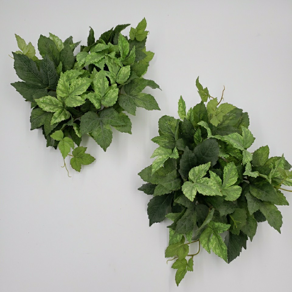 Artificial Ivy Leaf Vine Vtg Pillar Candle Ring SET of 2 Plastic Fabric Greenery