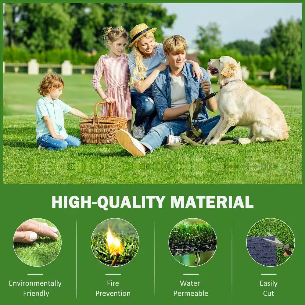 3.3 Ft. X 10 Ft. Green Artificial Grass Realistic Synthetic Thick Fake Faux Gras