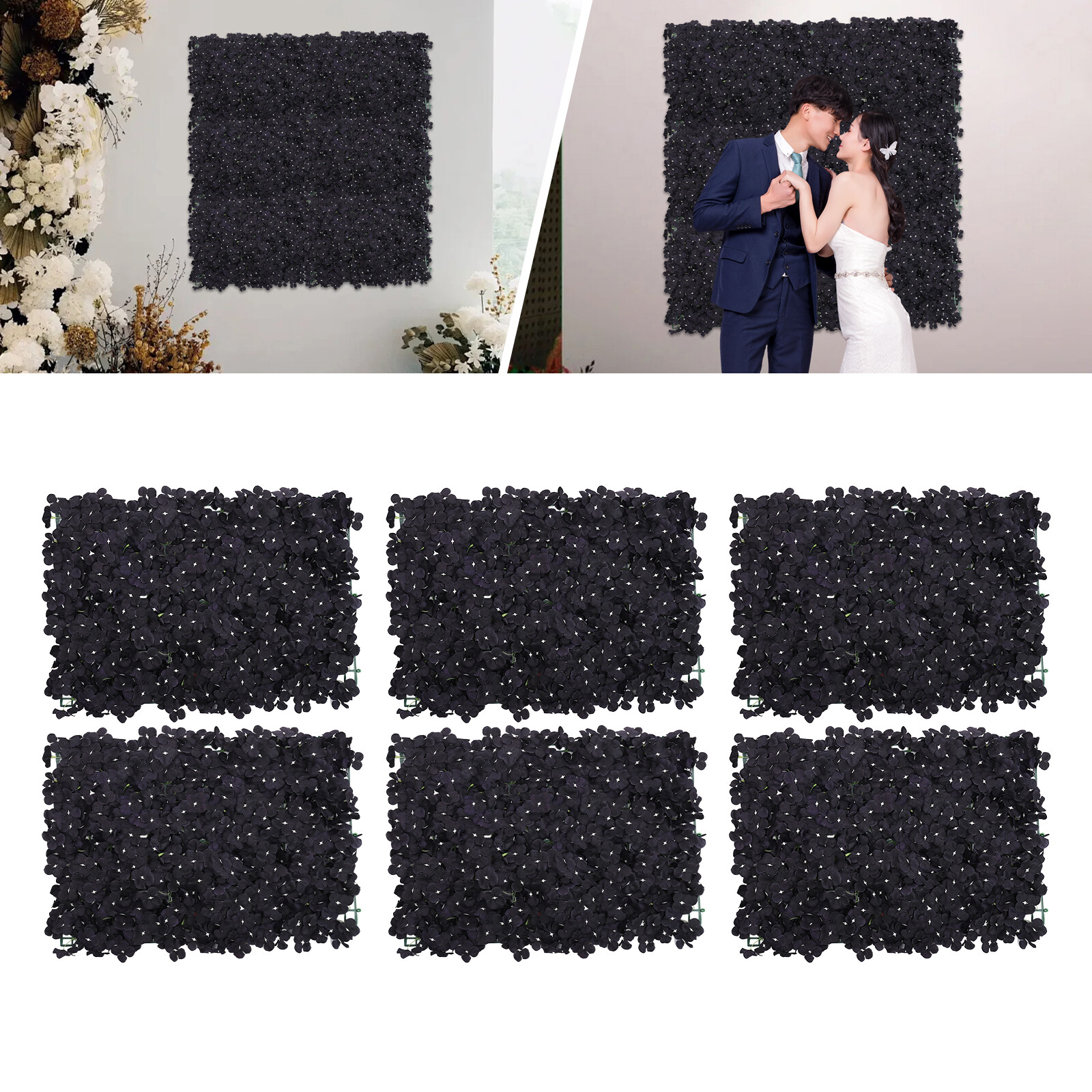 6-Pack Artificial Flowers Wall Panels for Wedding Party Backdrop Wall Decoration