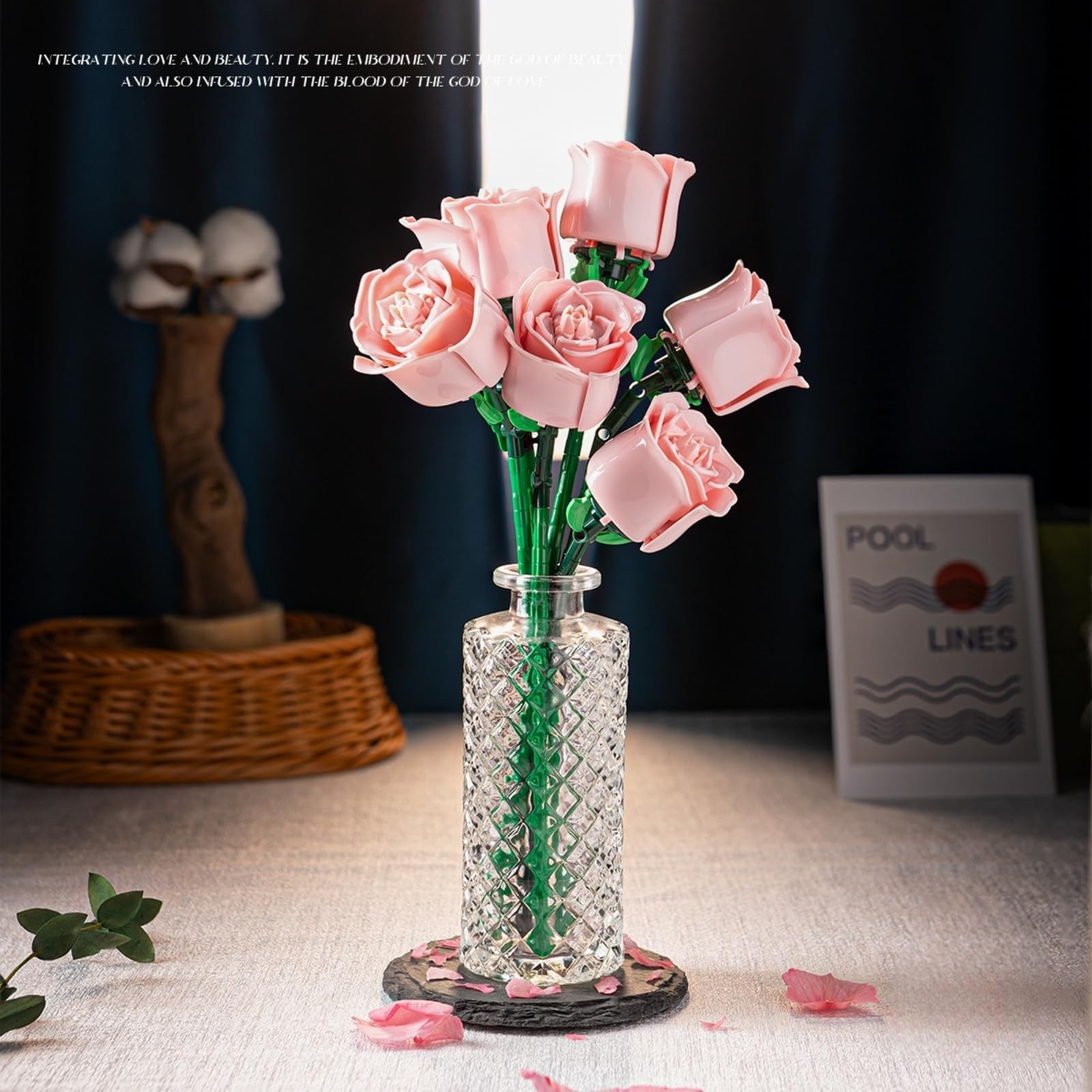 LJYttdm 360+ Pieces Rose Flower Building Blocks for Adults – 12 Pink Roses Bo…