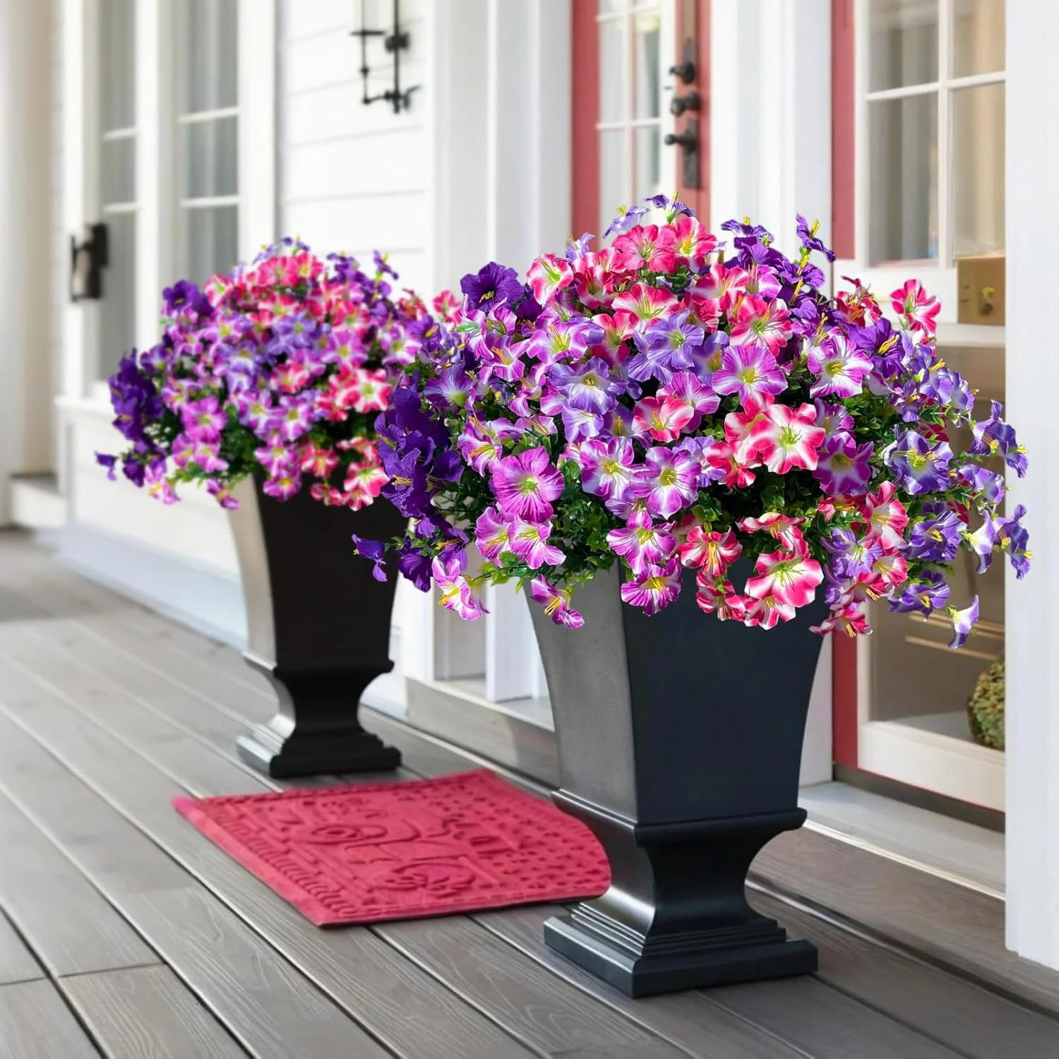12 Bundles Artificial Petunia Flowers UV Resistant Faux Outdoor Garden Decor