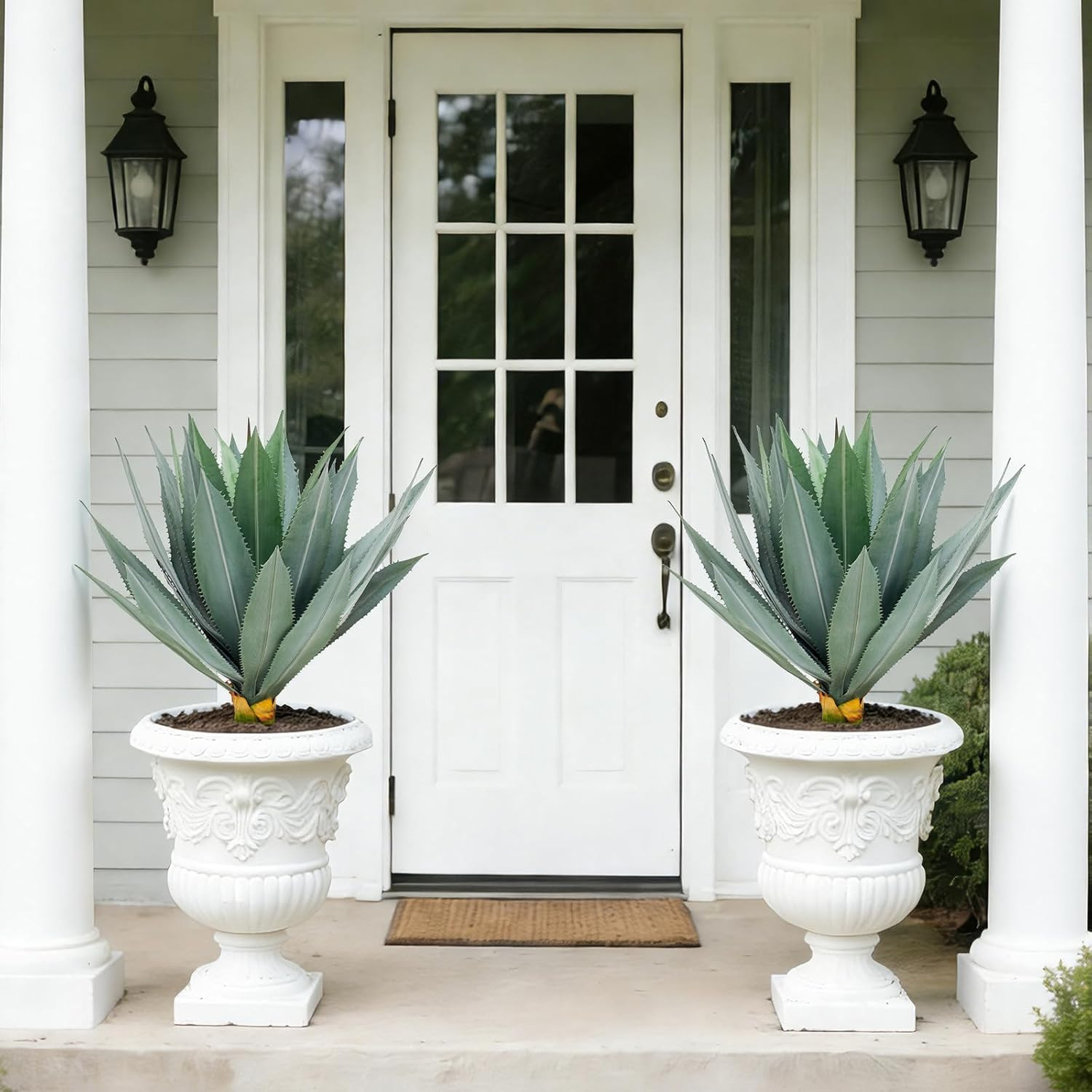 UV Resistant 23″ Artificial Agave Plant – 2 Pack Faux Succulents for Home Decor