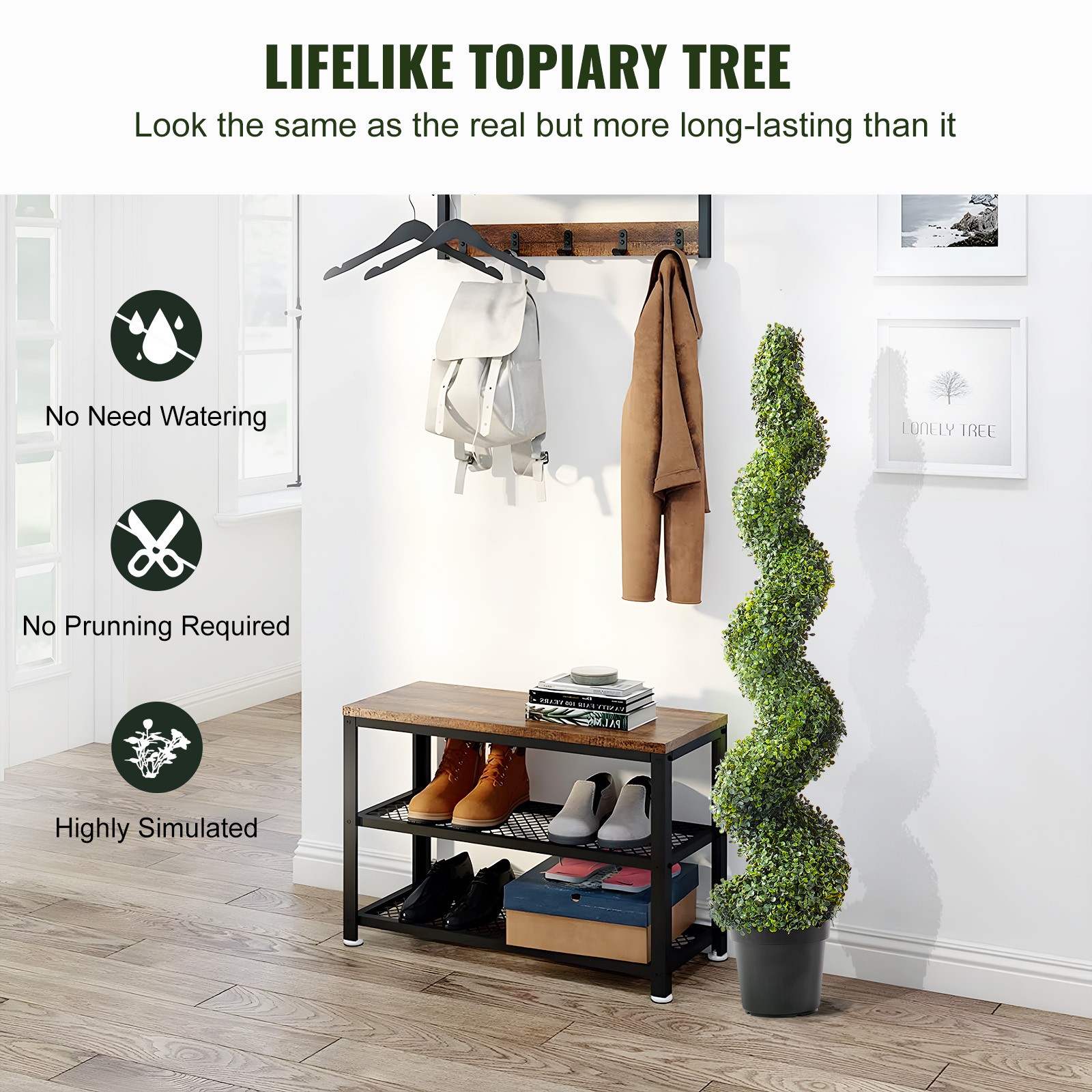 Uimoso 2 Pack 5′ Artificial Boxwood Topiary Tree Faux Plant UV Decor In/Outdoor