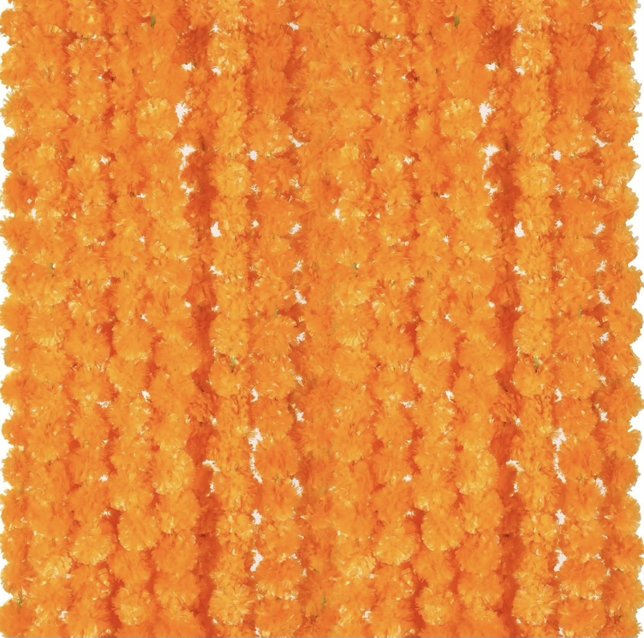 50 Pcs Artificial Marigold Flower Garland 5 Feet Long Indian Wedding Decor Orang