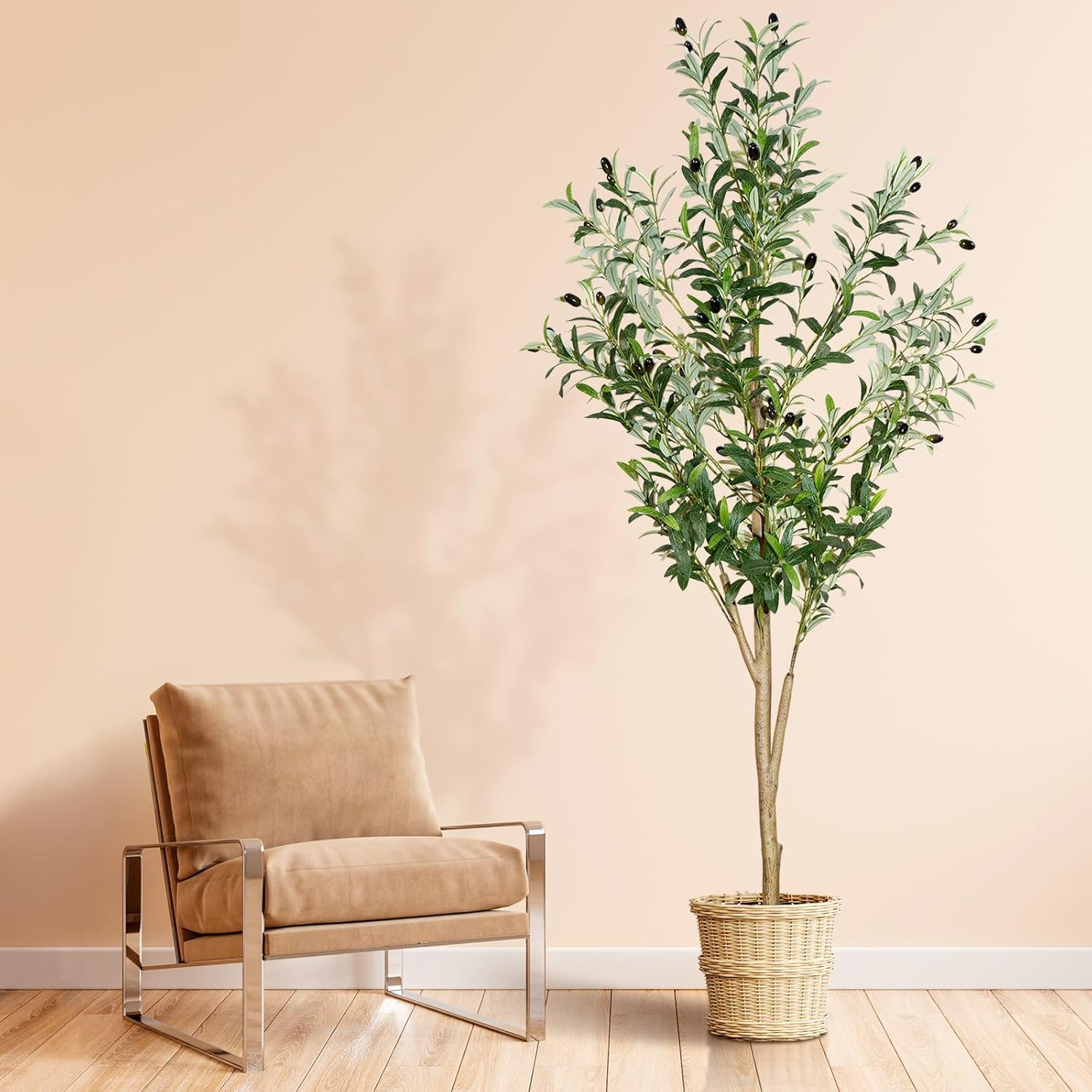 6FT Artificial Olive Tree Faux Silk Plant Realistic Indoor Home Office Decor