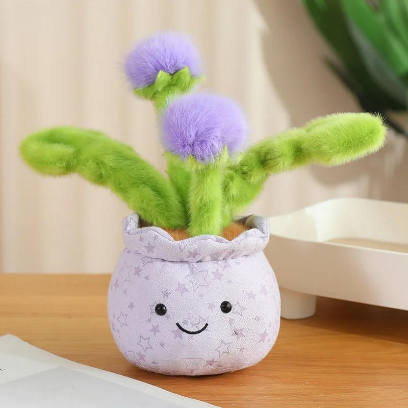 Cute Plush Dandelion Potted Plant Decor Soft Fluffy Faux Flower Ornament Gifts