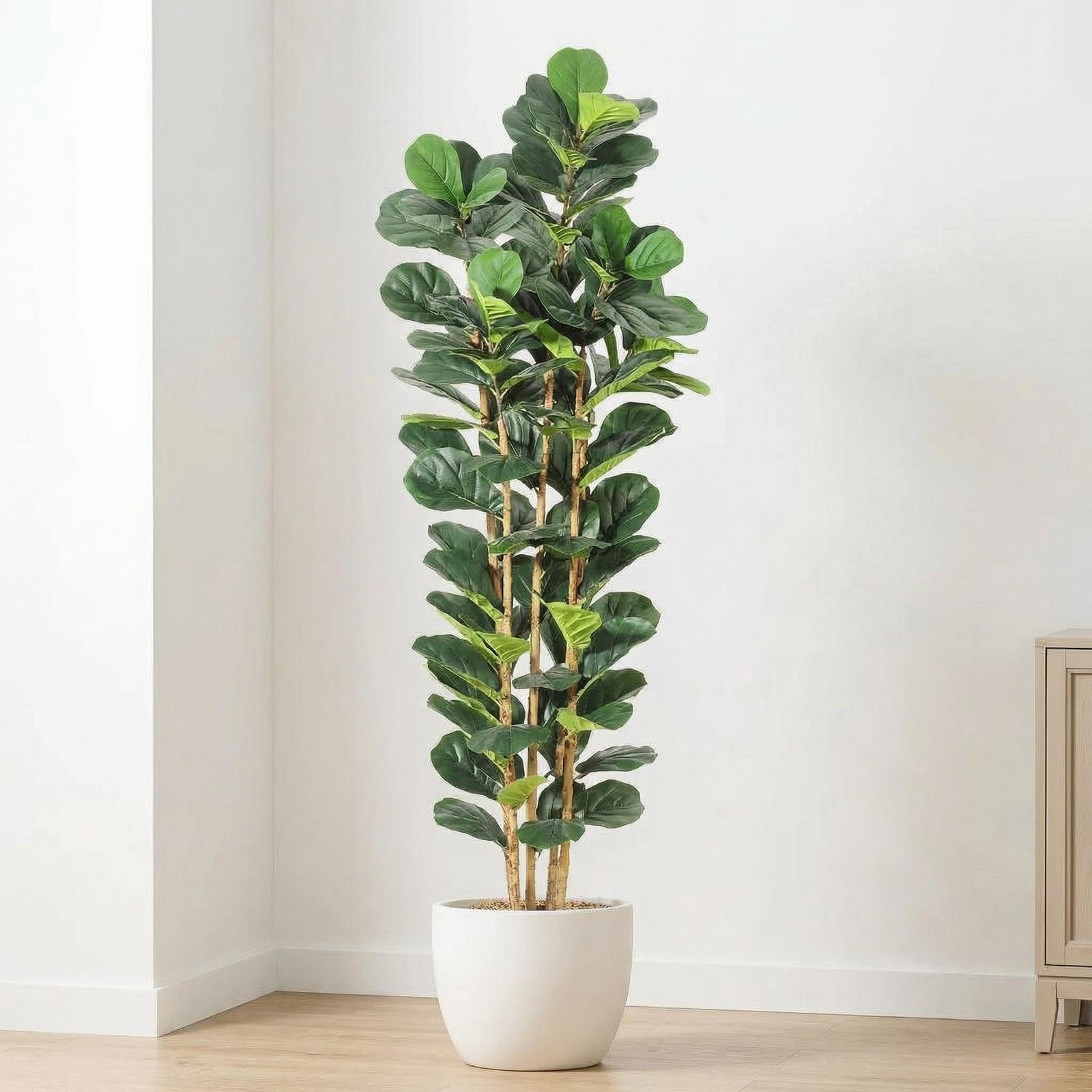 Realistic Artificial Fiddle Leaf Fig Tree in Pot, for Home Office Living Room