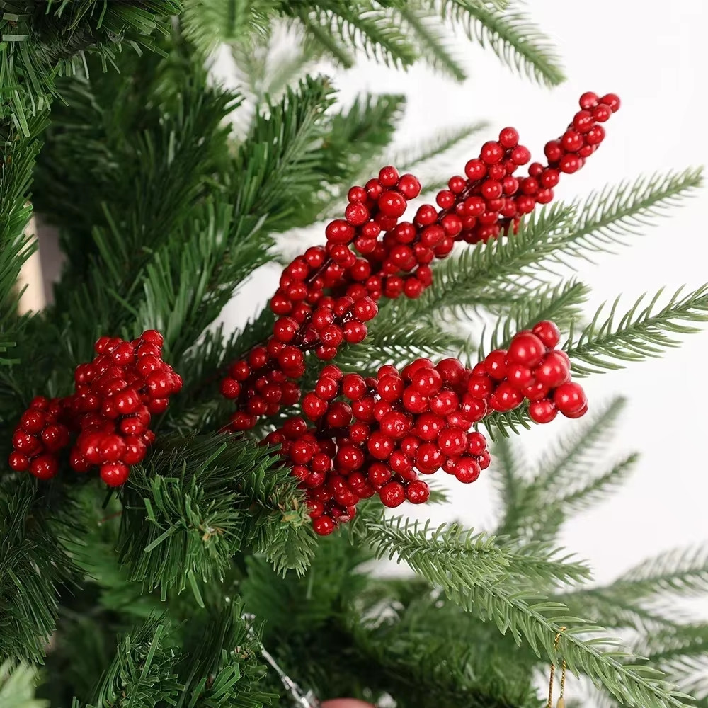 50/1Branch Christmas Artificial Berries Stem Red Holly Berry Fake Flowers Plant