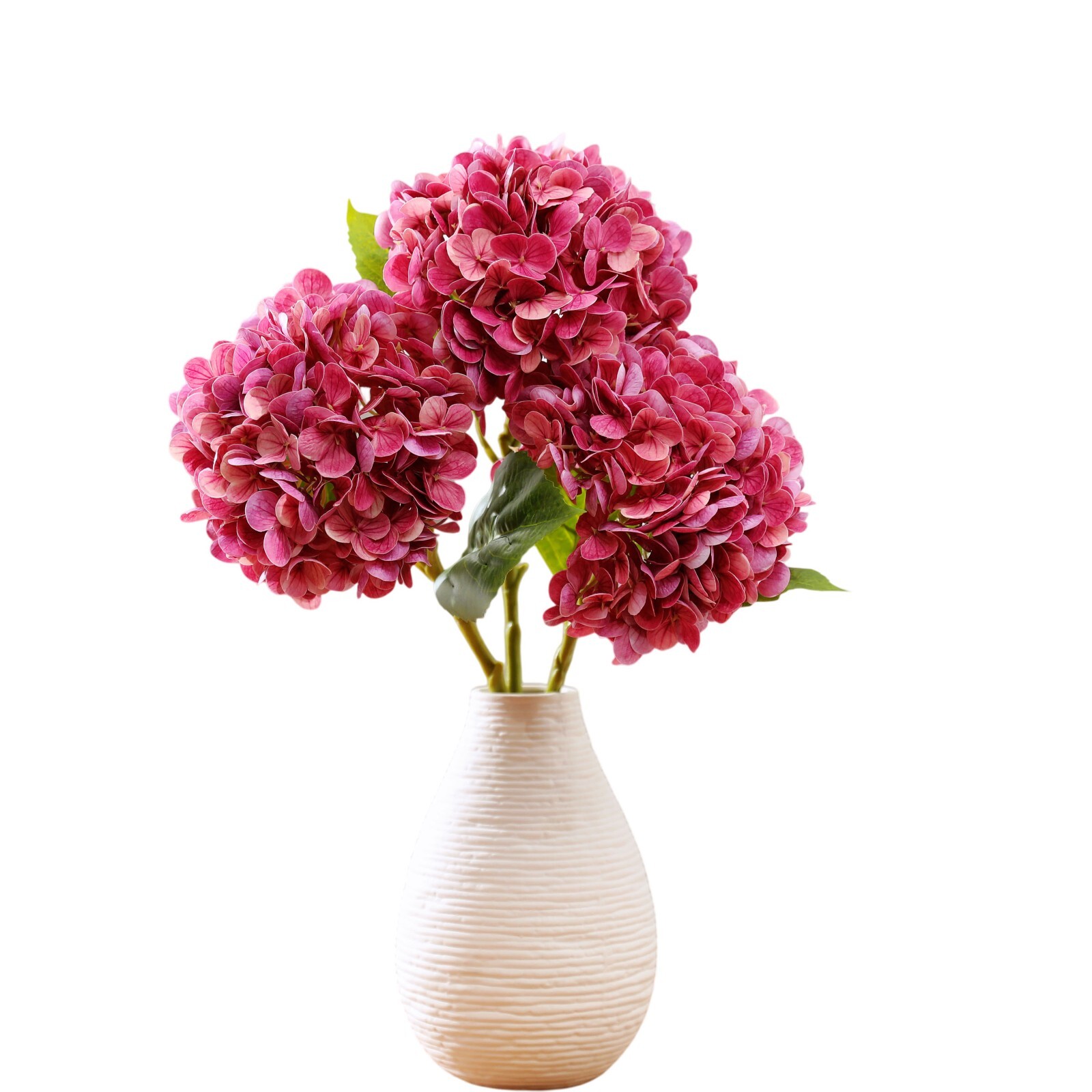 3Pcs Artificial Hydrangea Moisturized Long Stem Fully Blooming Flowers Home Deco