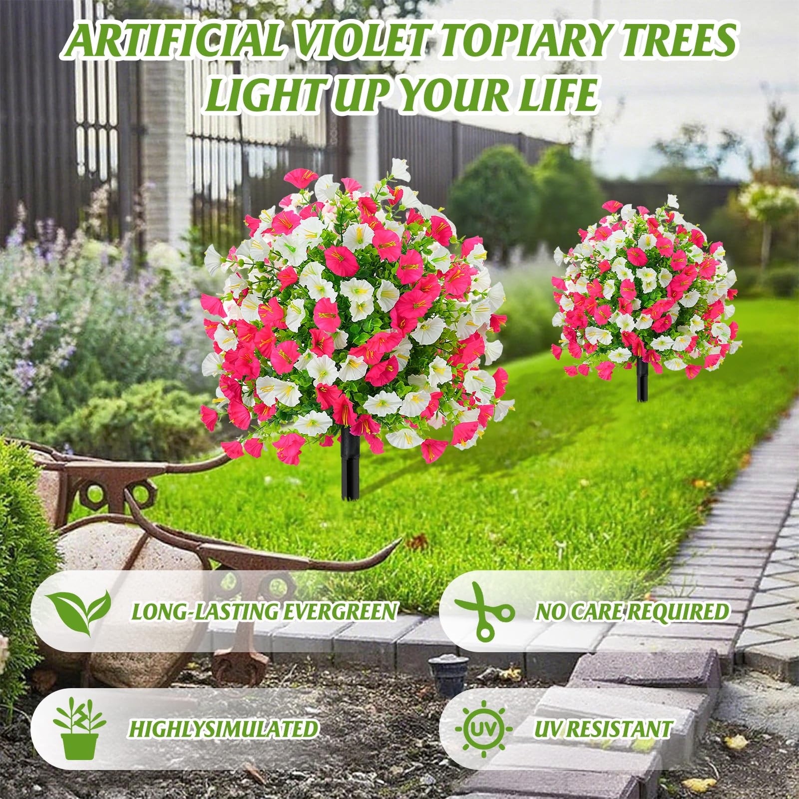 Artificial Morning Glory Topiary Trees, 1 Set of Silk Colorful Resistant Real…