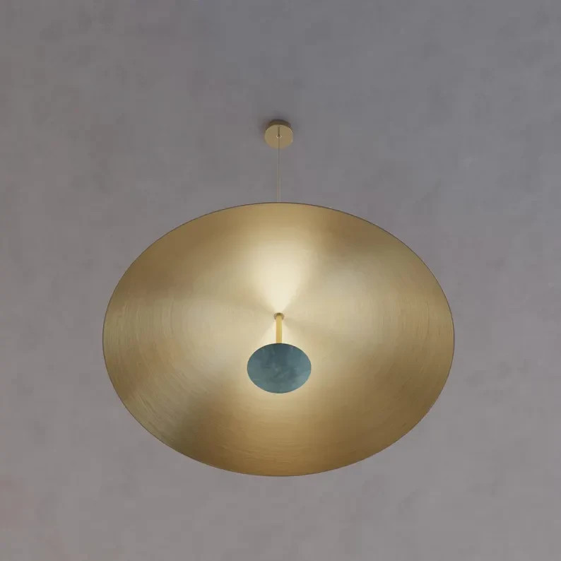 1950s Mid Century Matt Green Ivory Color Brass Modern Style Sputnik Chandelier/
