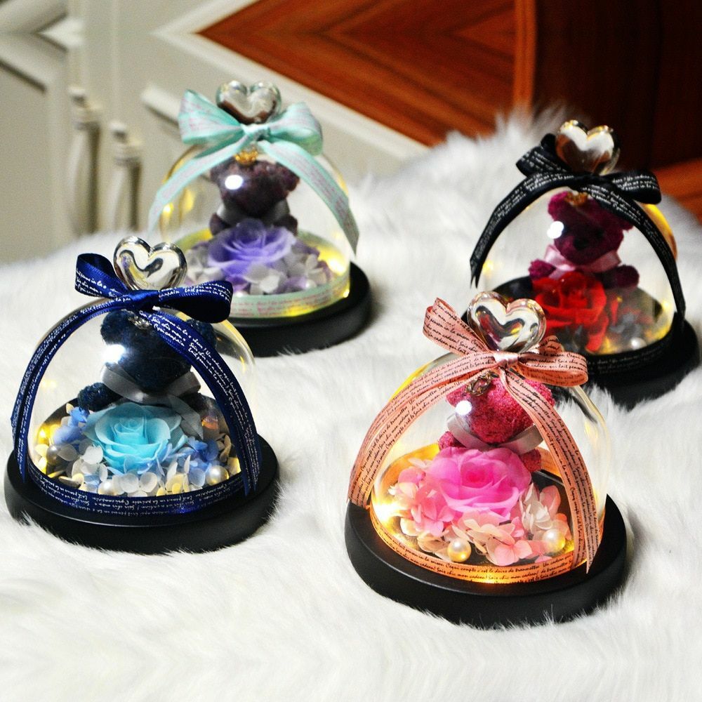 Eternal Rose Lovely Bear Wedding Mother Valentine Day Gifts For Women I Love You
