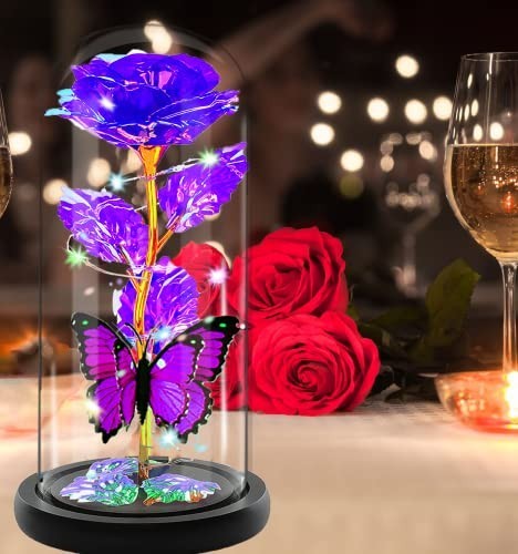 Galaxy Crystal Light Up Rose in Glass Dome – Perfect Mother’s Day & Birthday Gif