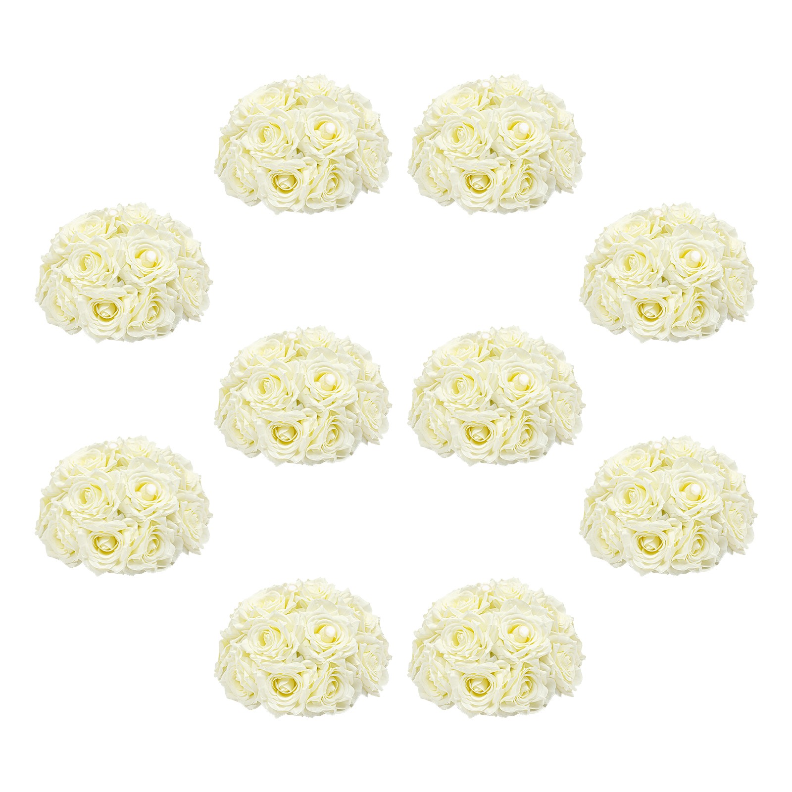 10 Pcs Handmade Bouquet Party Wedding Artificial Flower Balls Deco, Milky White