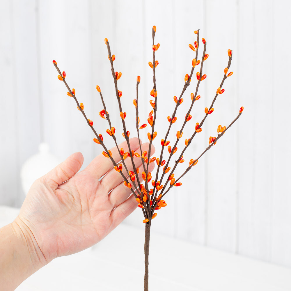 Group of 12 Harvest Orange 12″ Pip Berry Embellishing Sprays