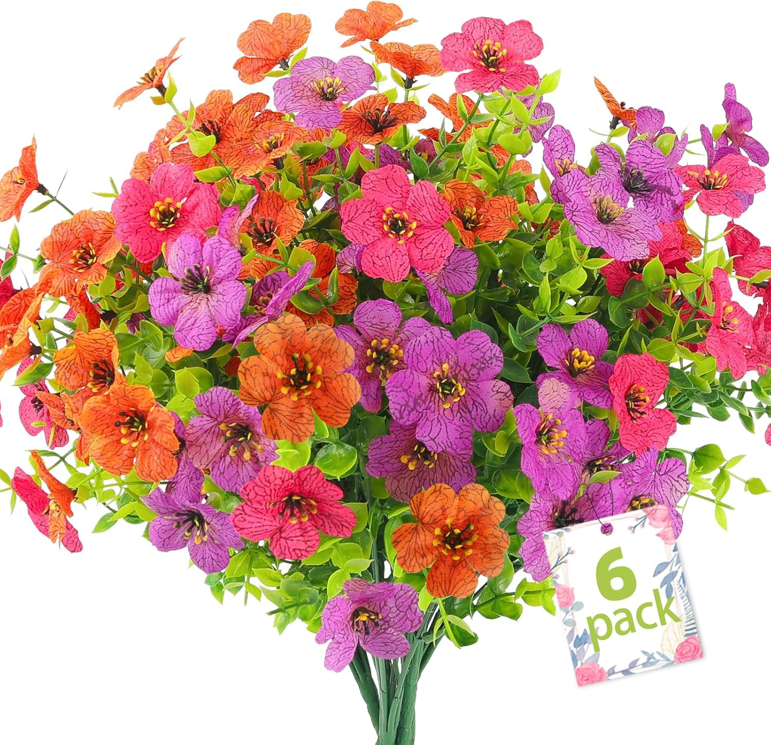 Artificial Spring Flowers for Outdoors Faux Plantst Realistic Fake Flowers