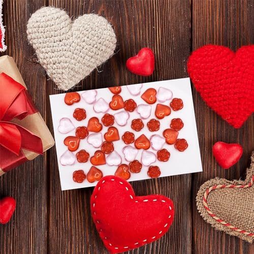 200Pcs Acrylic Heart Ornaments Rose Flower Vase Filler Valentines Day