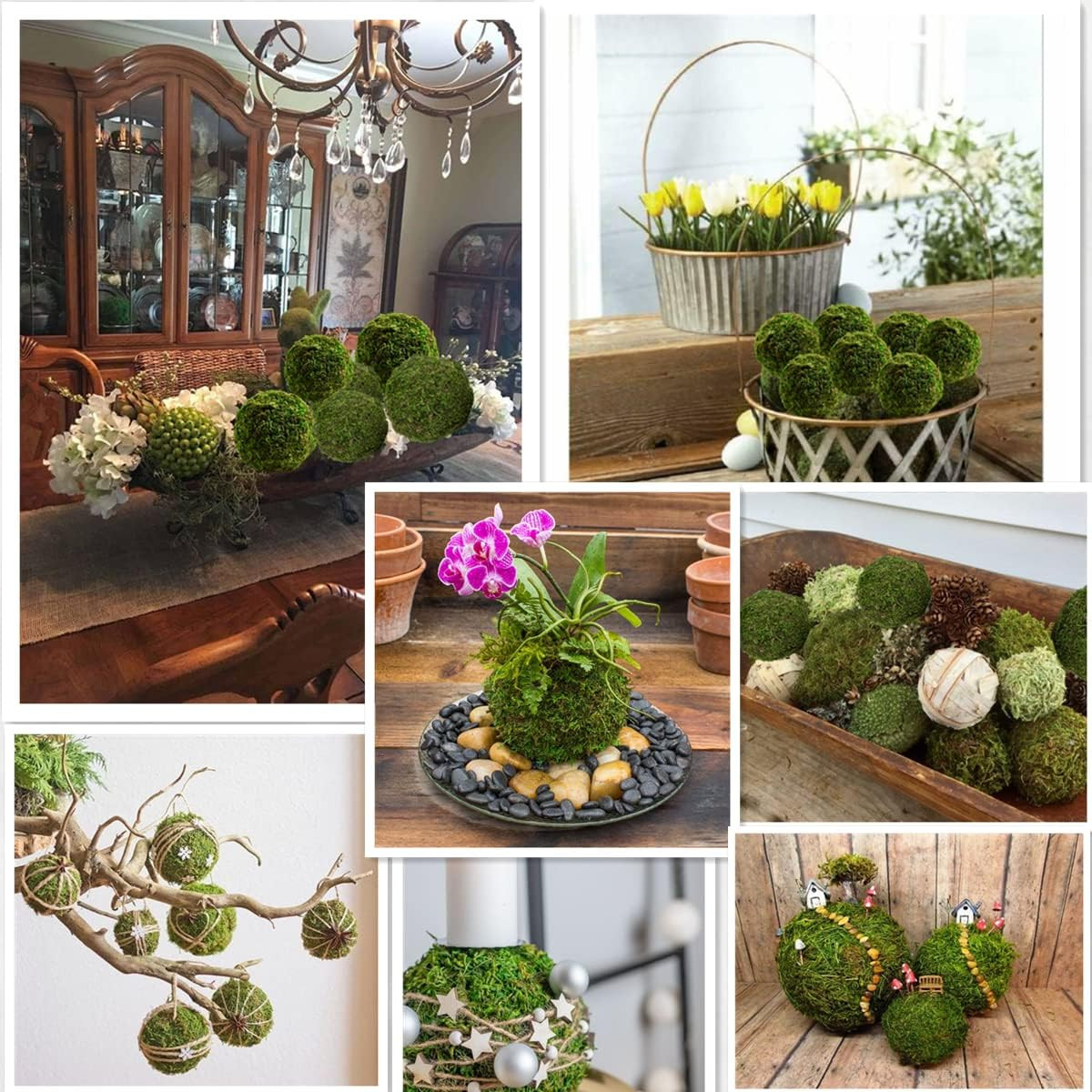 18pc Faux Green Moss Balls 6pc 3 2 and 12pc 2 for Centerpiece Bowls