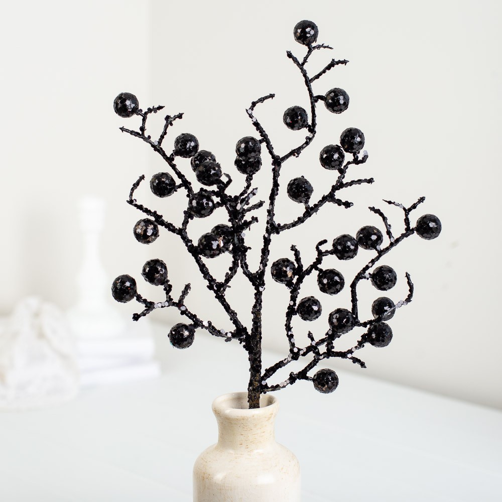 3 Factory Direct Craft Black Glittered Artificial Berry Sprays