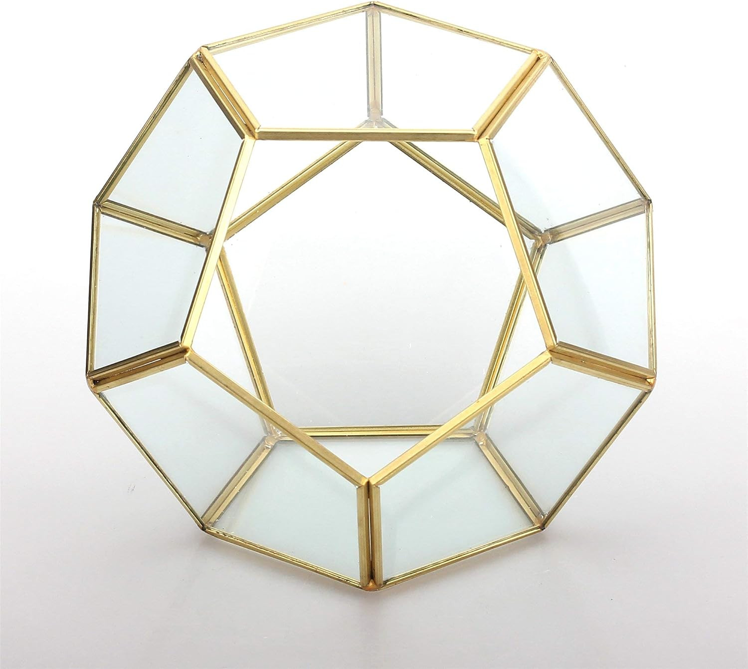No Door Glass Terrarium for Small Cactus, Succulents – Gold Geometric Terrarium