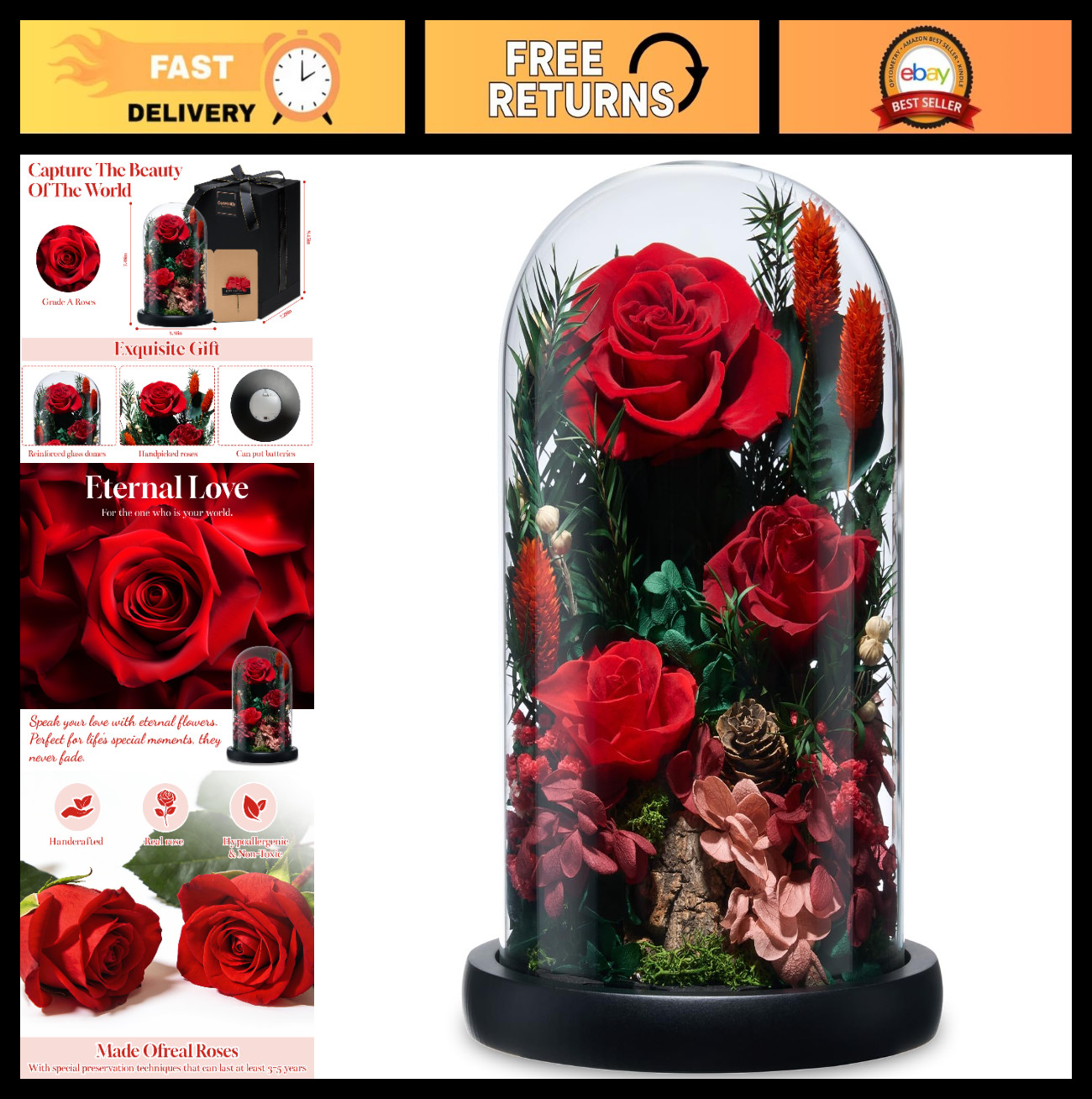 Forever Fresh Preserved Roses 7.48in – Perfect Gift for Women, Mom, Wife & More!