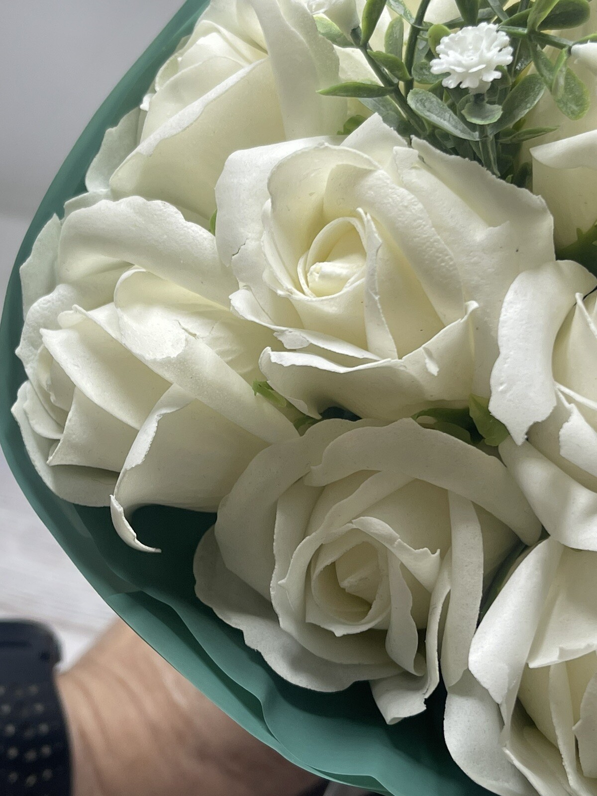 Artificial Whit Roses Flowers Bouquet of 11 White Roses Faux Roses Deco Nice