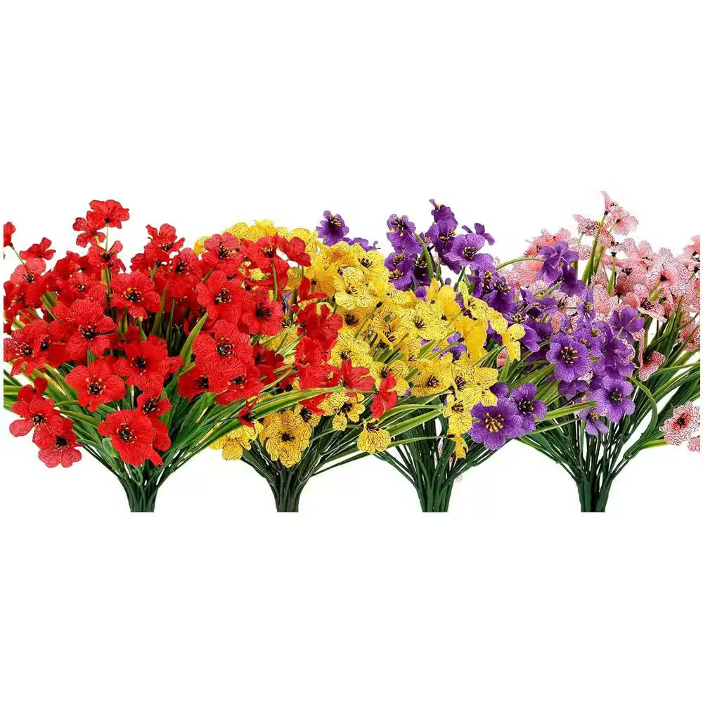 14 In. Multi-Colored Outdoor Artificial Daisies Flowers, 16 Bundles UV Resistant
