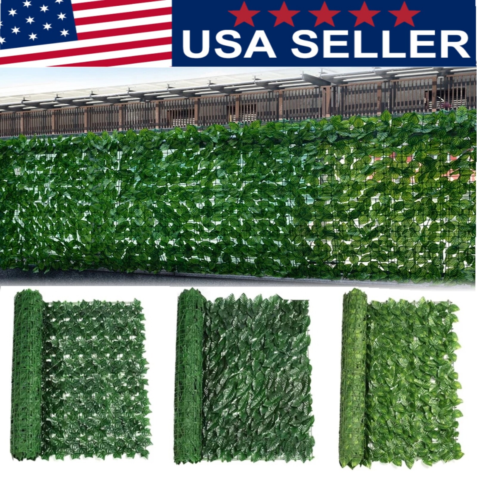 118″x39″ Artificial Privacy Fence Wall Screen Faux Ivy Leaf Outdoor Garden Decor