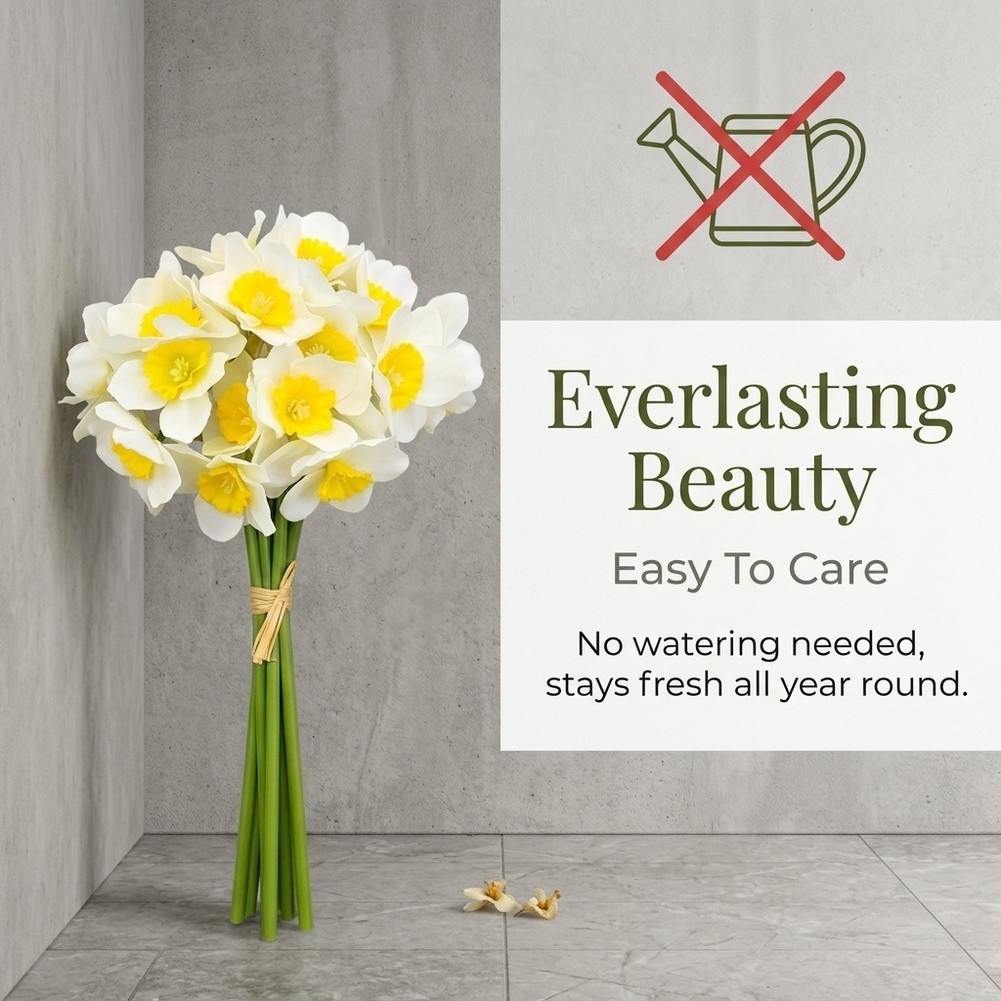 Artificial Narcissus Bouquet Creamy White and Yellow for Rustic Setting
