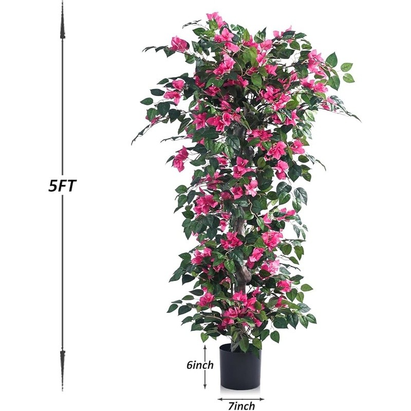Artificial Bougainvillea Tree Faux Plant Indoor Outdoor Decor Low Maintenance US