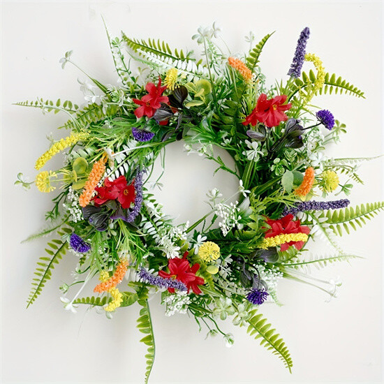 Spring Wreath for Front Door 16in Outside Welcome Summer Flower Wall Party Decor
