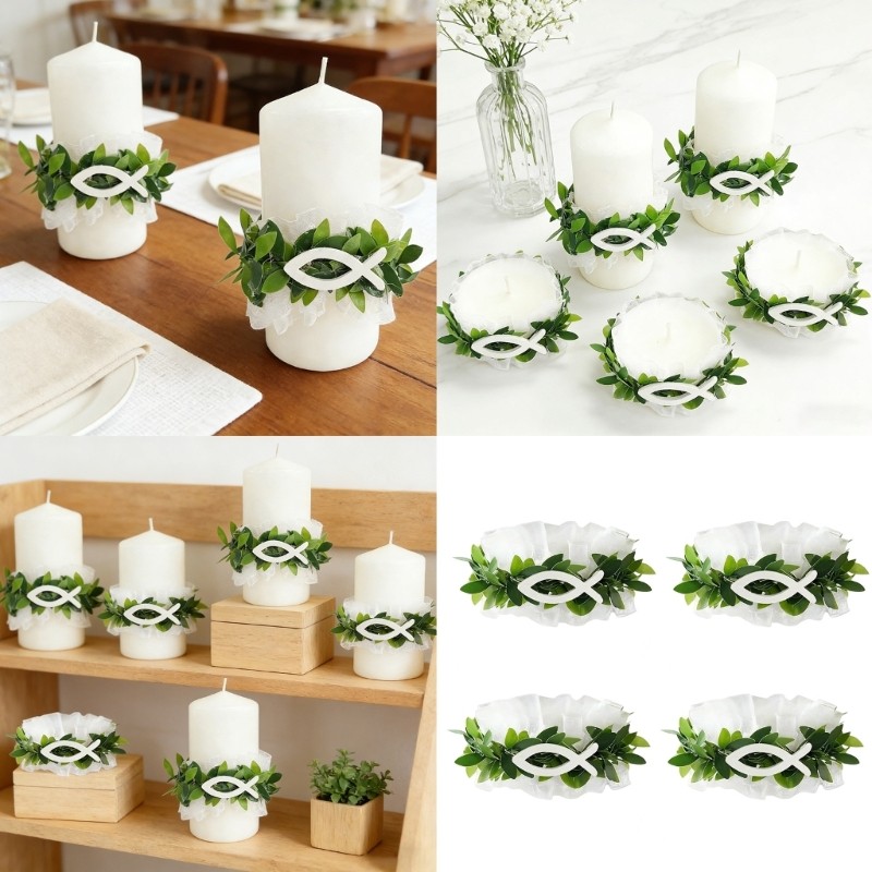 4Pcs Eye Catching Floral Vine Hoop Rings With Holders For Romance Decors
