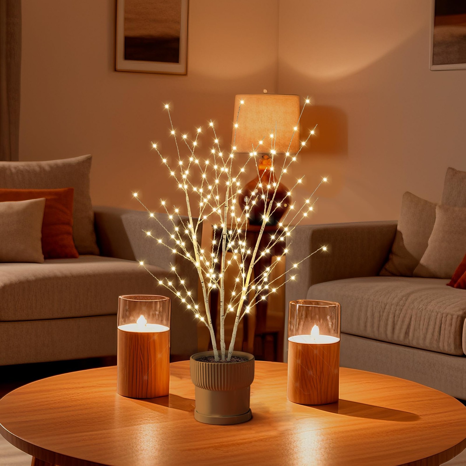 33in Birch Light Tree with 180 LED Lights, Twinkling Lighted Tree with Timer,…