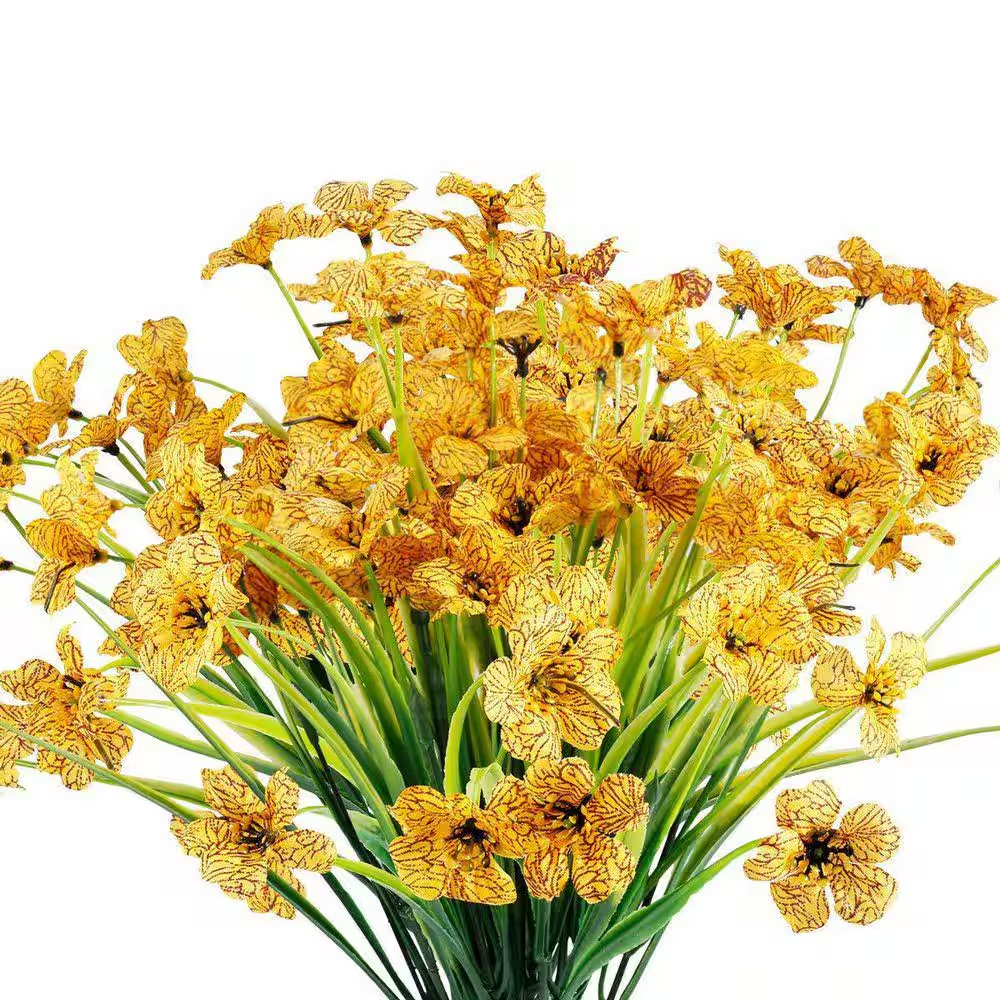 12.98 In. Yellow 12 Bundles Artificial Flowers Outdoor UV Resistant Fake Flowers