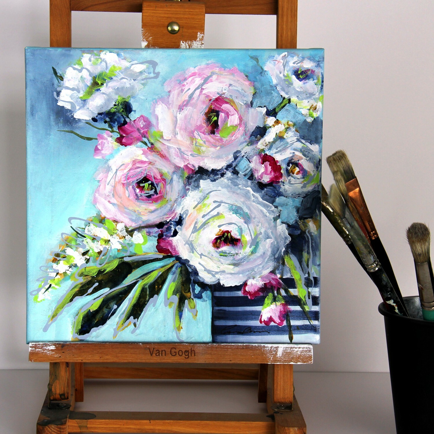 Contemporary Art Floral on canvas, original painting direct from artist