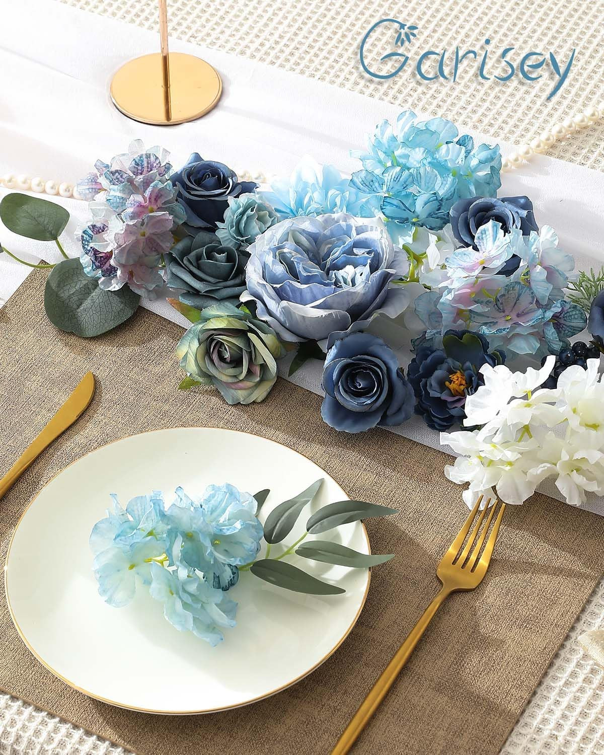 Artificial Flowers Combo Box Set Dusty Blue Flowers for DIY Wedding Bouquet Arra