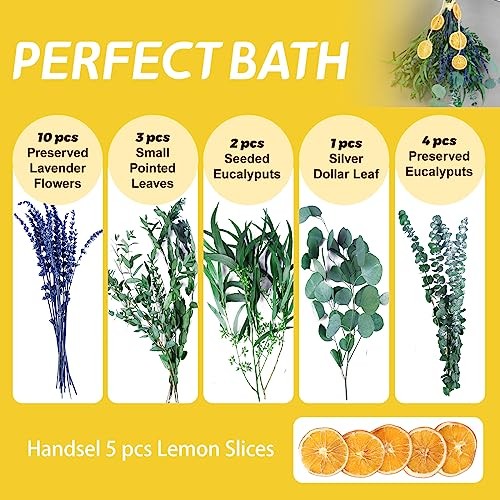 Dried Eucalyptus and Lavender Bundle for Shower, 20pc Natural Hanging Decor