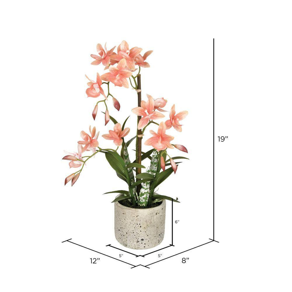 19 In. Pink Artificial Cyc Noches Orchid Flower in Pot