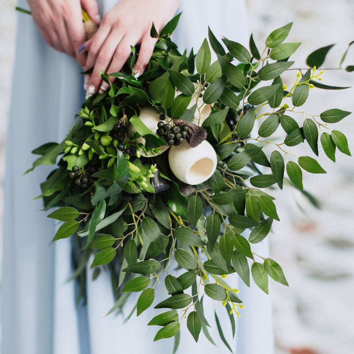 1/2/5/10pc Artificial Italian Ruscus Greenery Stems Faux Green Leaf Garden Decor