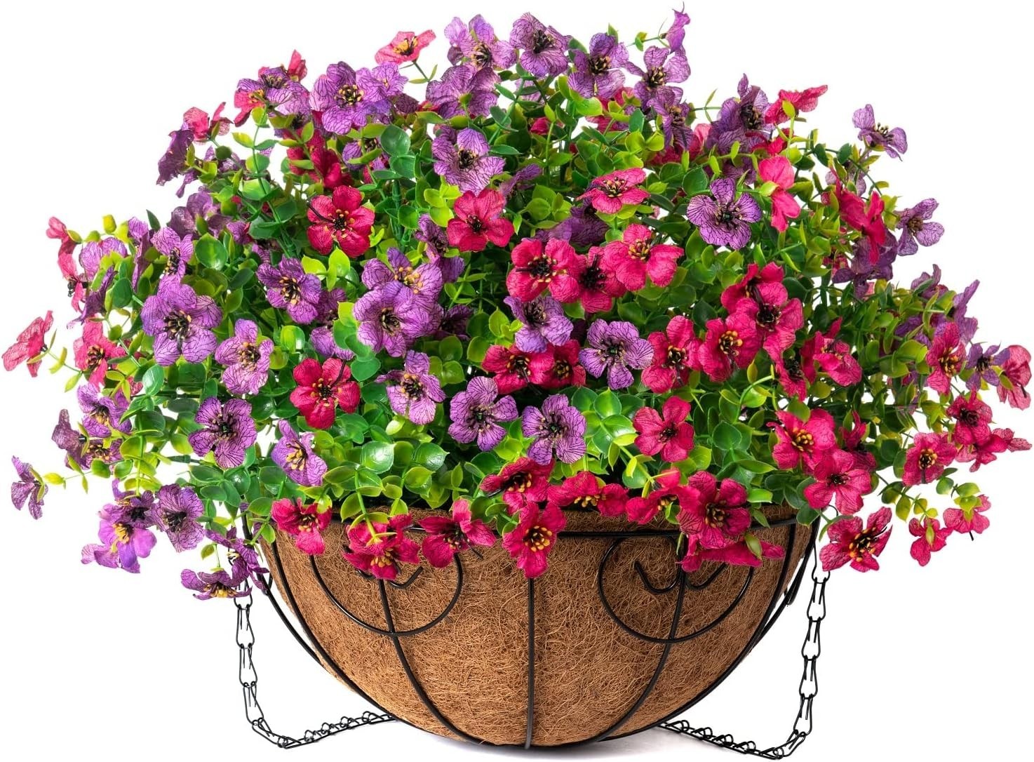 Elegant Silk Daisy Eucalyptus Hanging Basket – Perfect for Porches & Patios