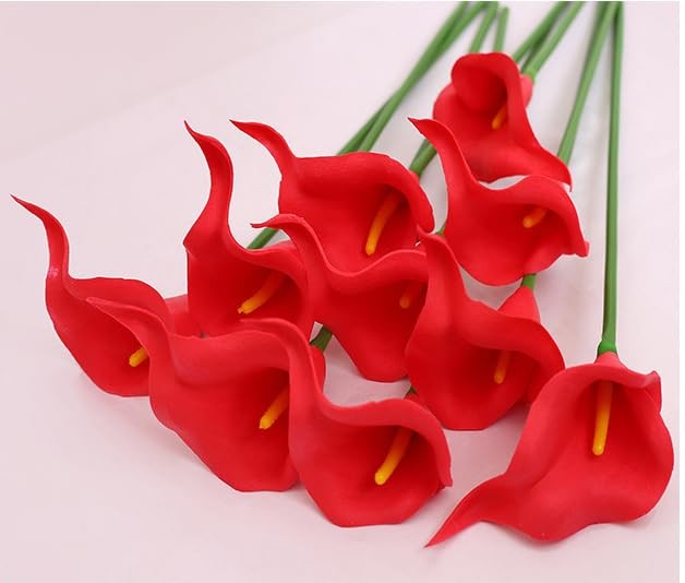 12pcs Artificial Calla Lily Flowers, 13″ Single Heads PU Small Flower Bouquet…