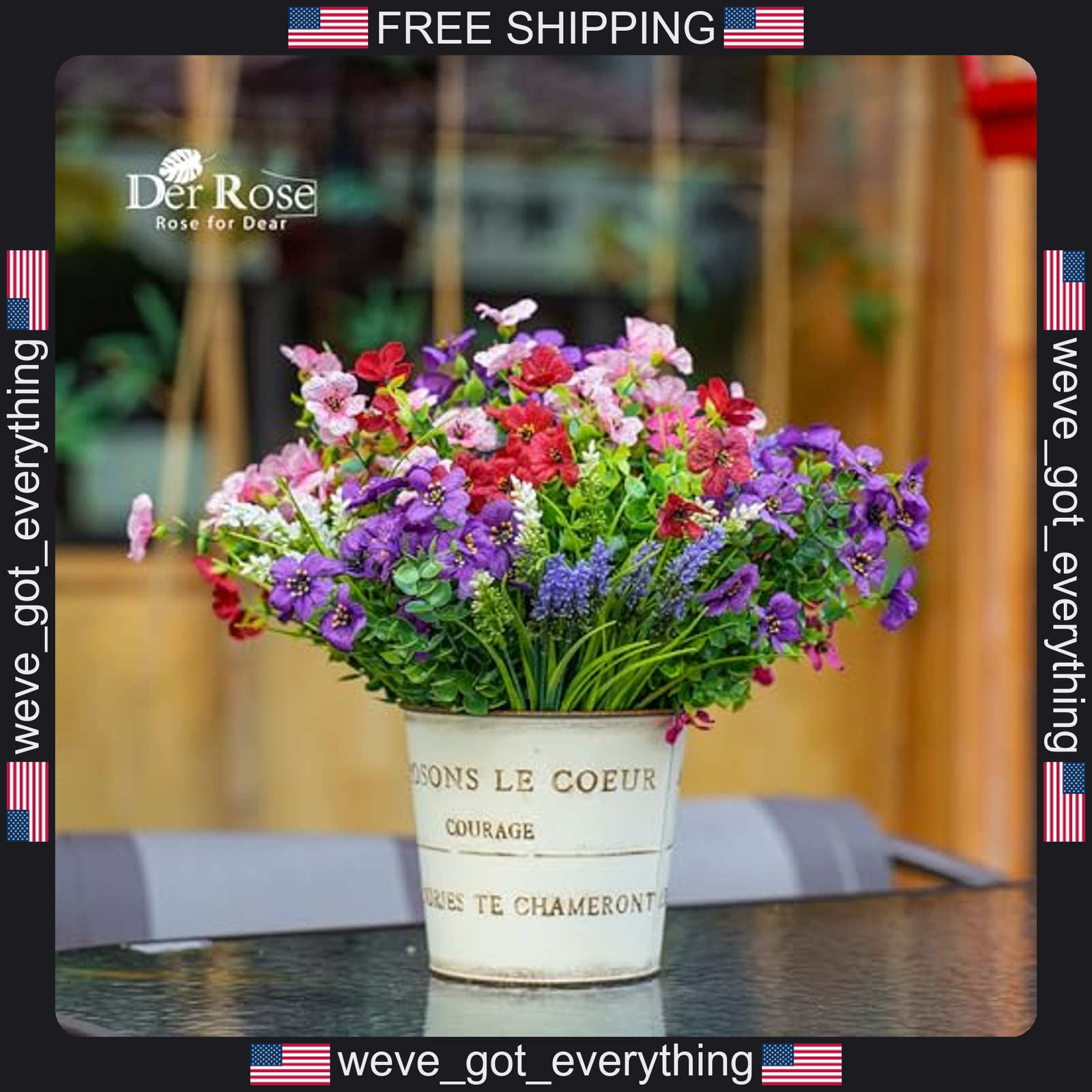 4 Colors UV Resistant Artificial Flowers for Outdoors