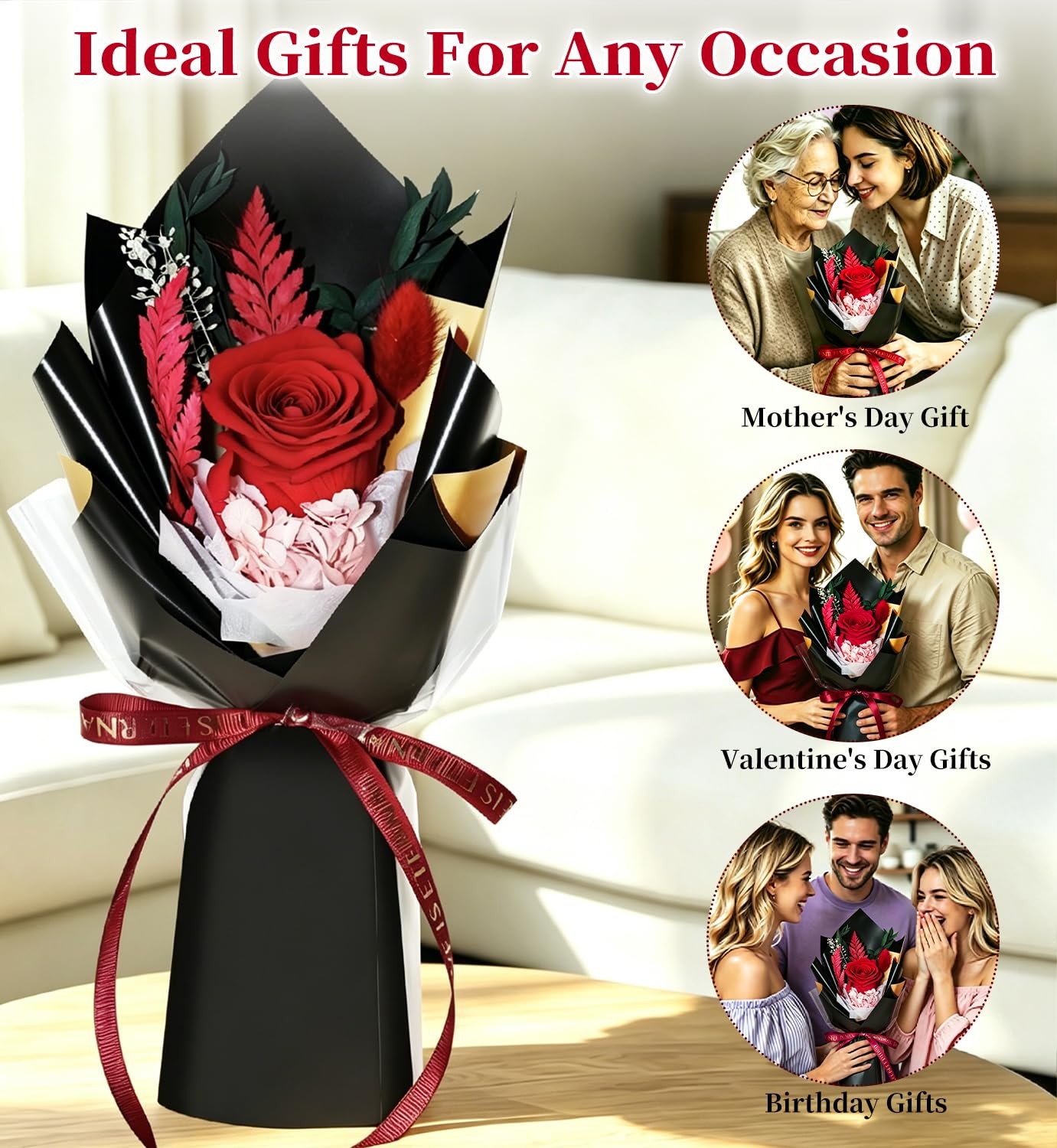 Preserved Flowers Bouquet,Red Rose Bouquets Birthday Gifts,Flowers for Delivery,