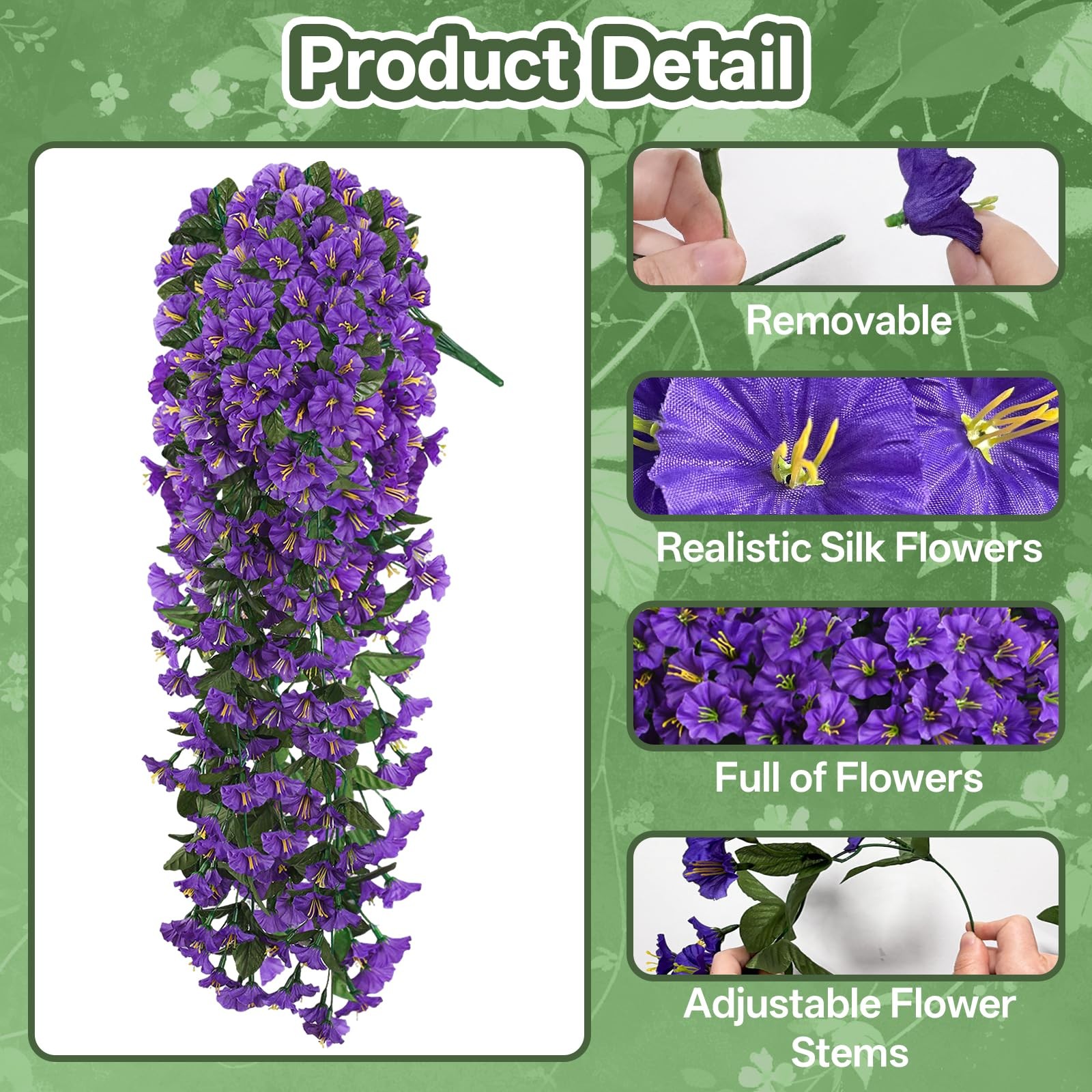 Artificial fake hanging flowers Basket for Outdoor Decor, 4PCS UV Resistant F…