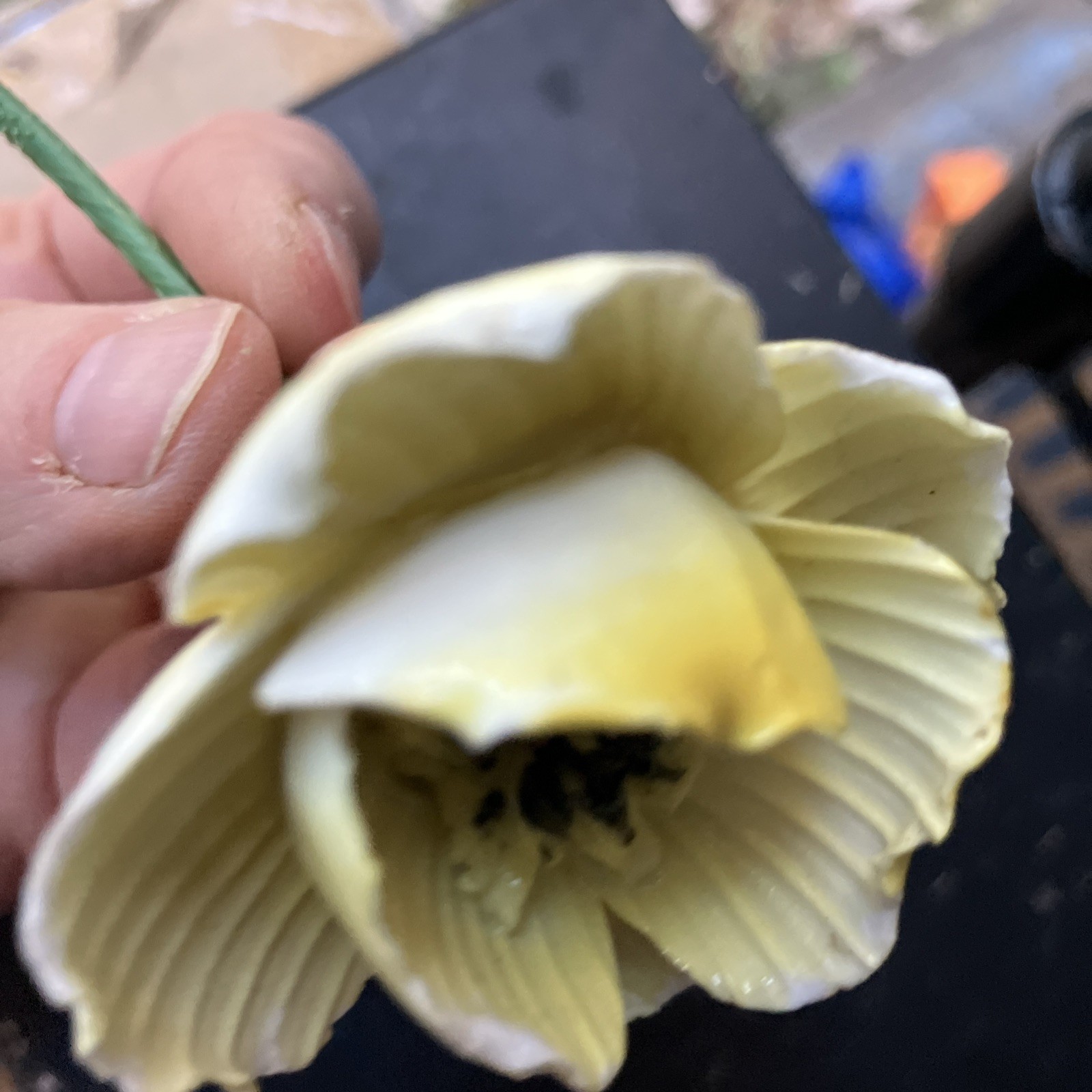 Flower Porcelain Yellow Long Plastic Stem